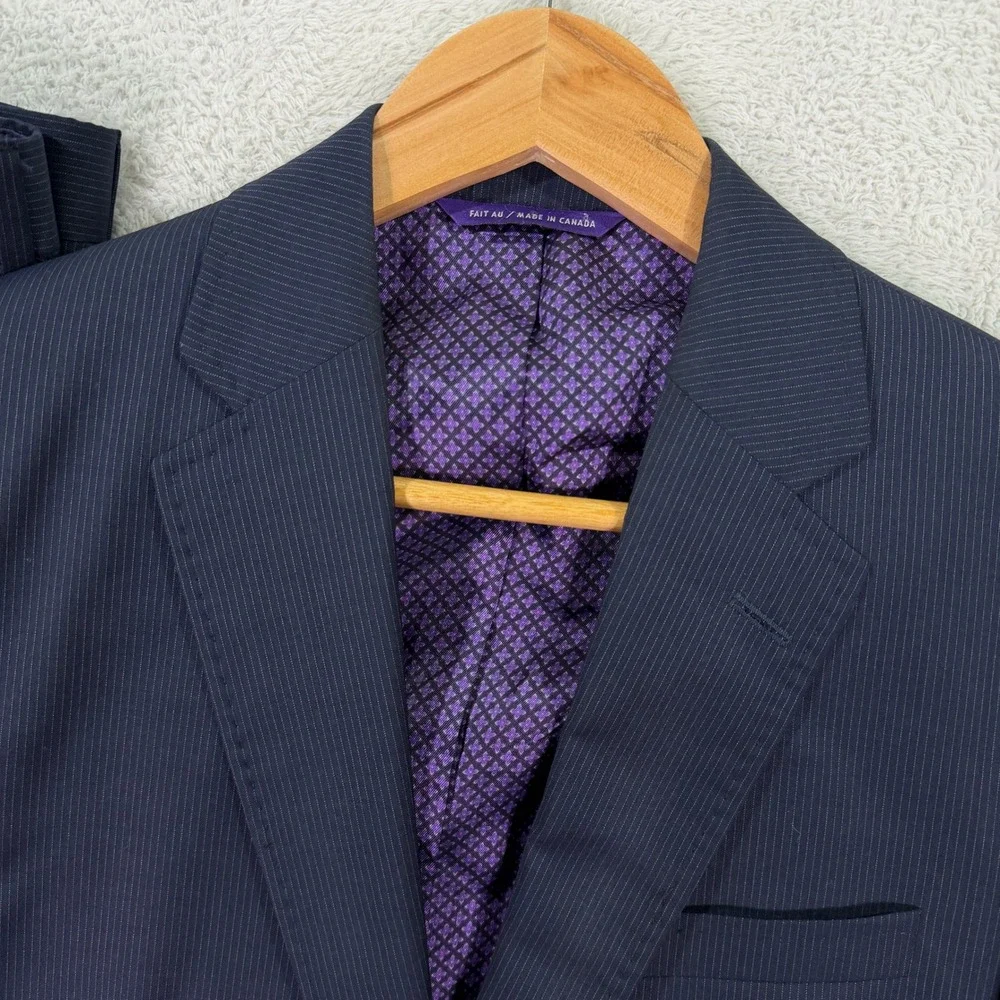 Ted Baker Mens 38R Endurance Jay CT Suit Navy Blue Pinstripe Wool Pants 34x31 - Picture 2 of 16